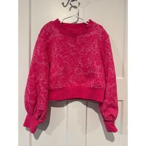 Disney Kids Girls Pink Mickey Mouse Print Long Sleeve cropped Sweatshirt